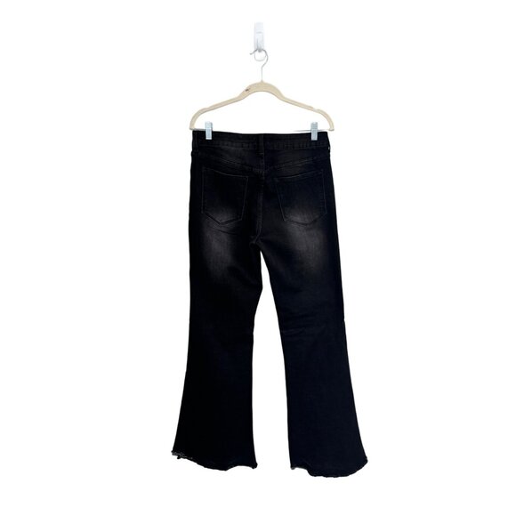 High noon ultra flare high waisted black denim jeans fairy‎ hippy size 32 - Picture 2 of 5